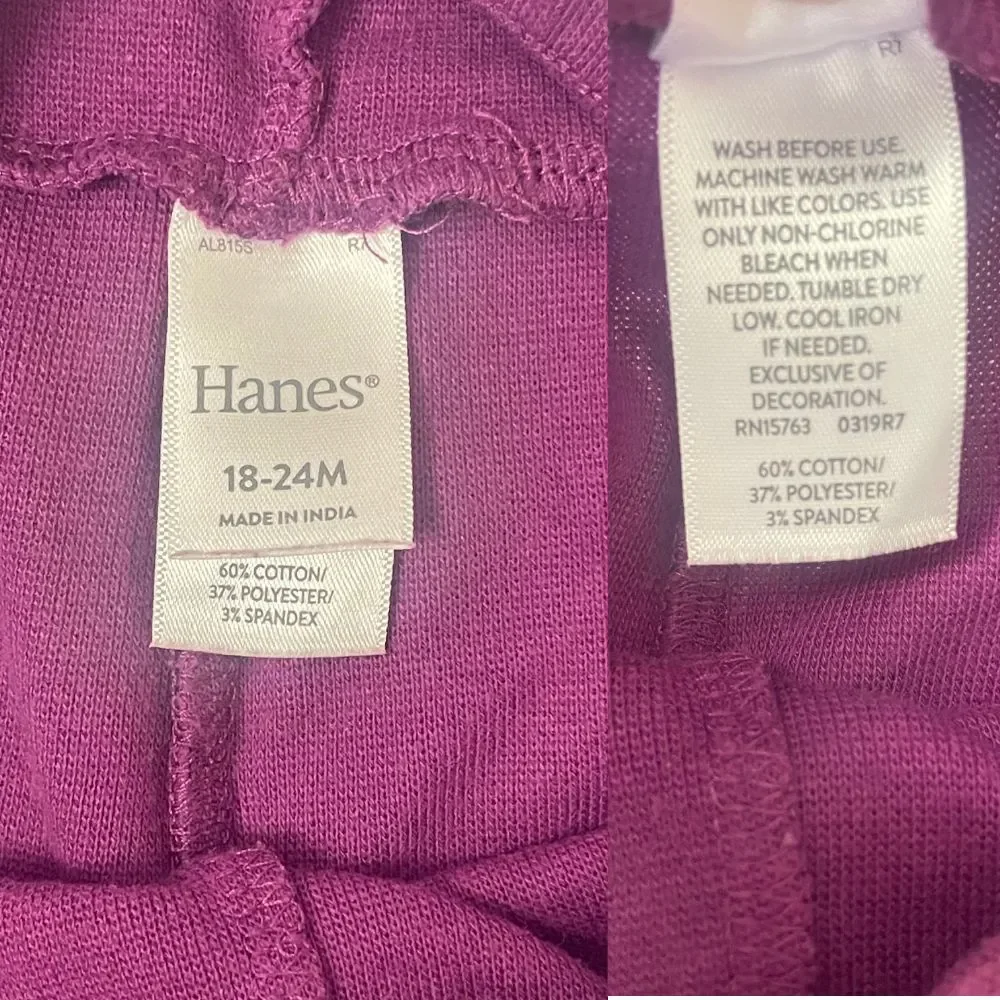 Hanes Unisex Flexy 4 Pack Knit Jogger Pants Pull-on Sweatpants Size 18-24 Mths